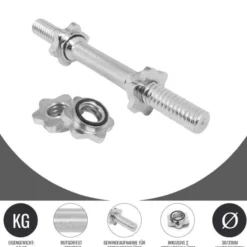 Gorilla Sports Kurzhantel Stange 35 und 42 cm mit Verschlüssen Silber Hot
