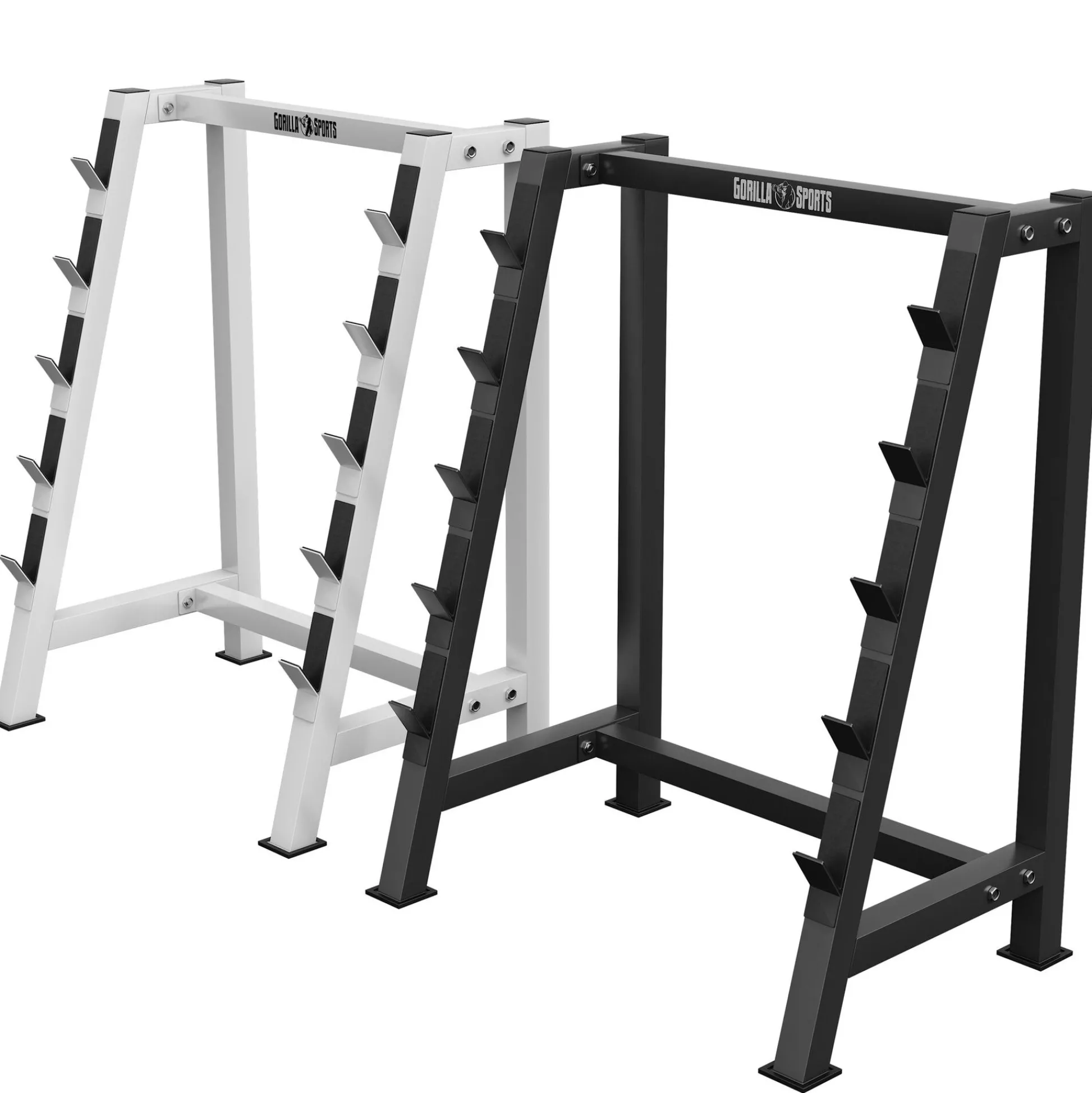 Gorilla Sports Langhantelablage für 5 Hantelstangen Weiss