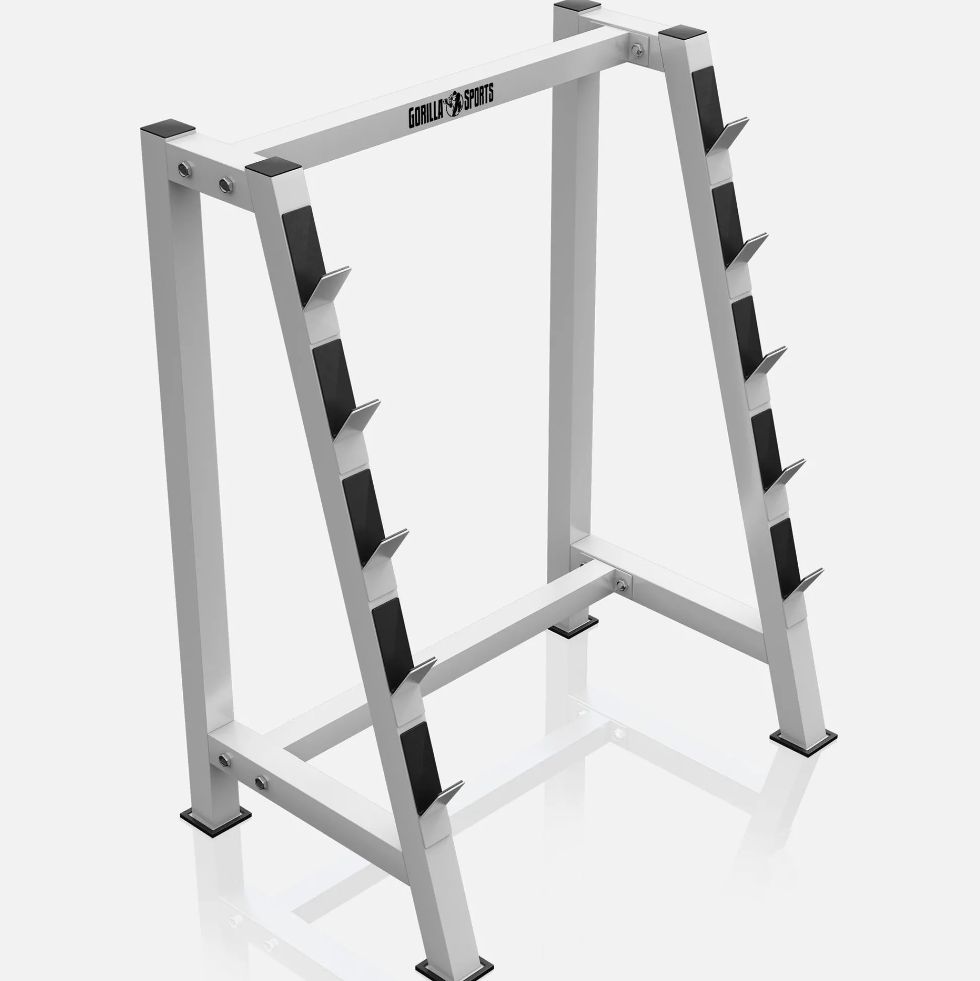 Gorilla Sports Langhantelablage für 5 Hantelstangen Weiss