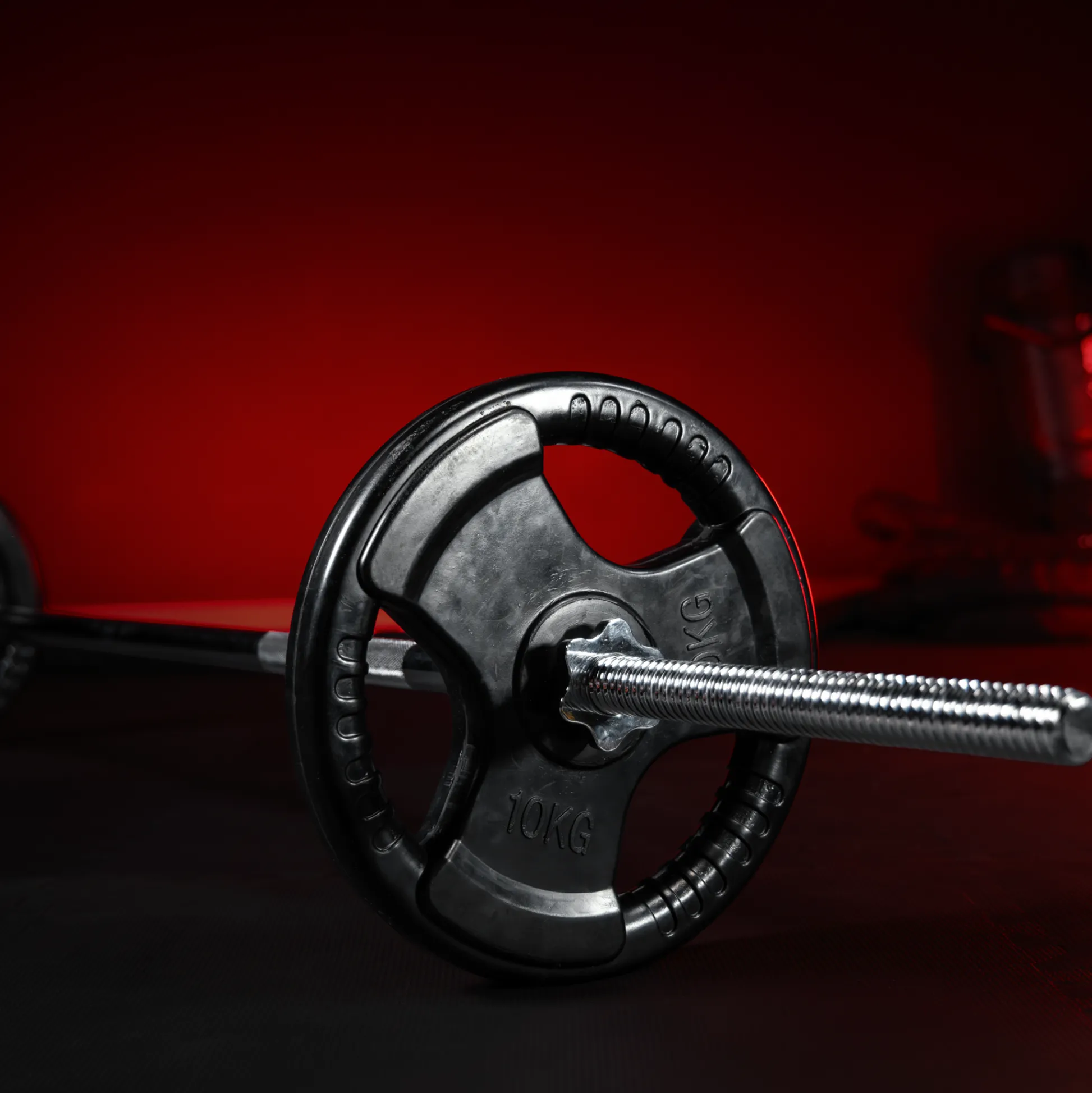 Gorilla Sports Langhantel 170 cm extra breiter Griff mit Sternverschlüssen Silber
