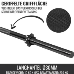 Gorilla Sports Langhantel 170 cm mit Sternverschlüssen Silber Sale