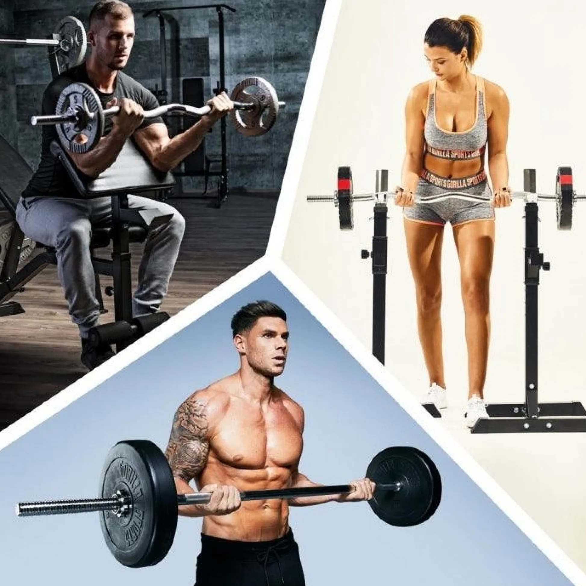 Gorilla Sports Langhantel inkl, SZ-Hantelstange und Verschlüssen Silber Discount