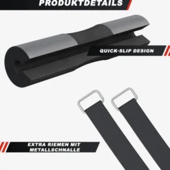 Gorilla Sports Langhantel Nackenpolster 45 cm mit Befestigungsriemen Schwarz