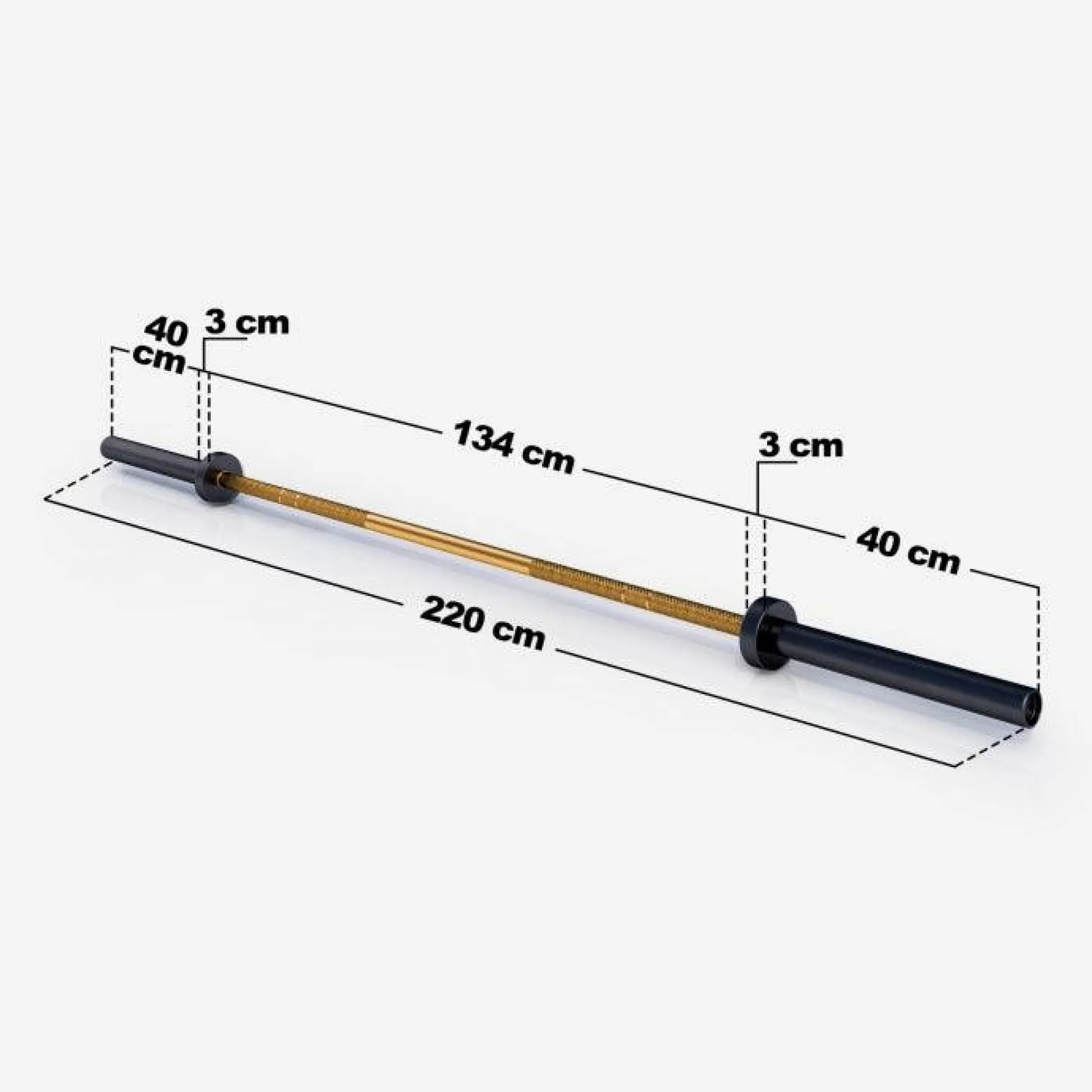Gorilla Sports Langhantel Olympia Cerakote 220 cm mit Verschlüssen Schwarz / Goldfarben Clearance