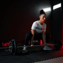 Gorilla Sports Langhantel Olympia 218 cm mit Verschlüssen Silber