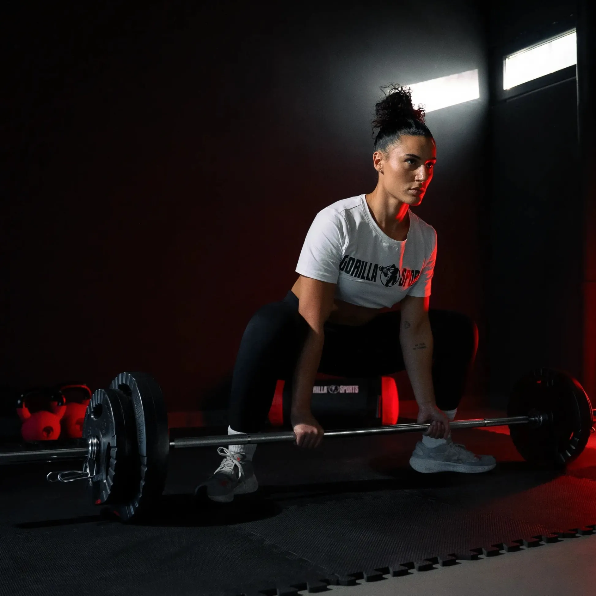 Gorilla Sports Langhantel Olympia 218 cm mit Verschlüssen Silber