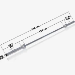 Gorilla Sports Langhantel Olympia 218 cm mit Verschlüssen Silber