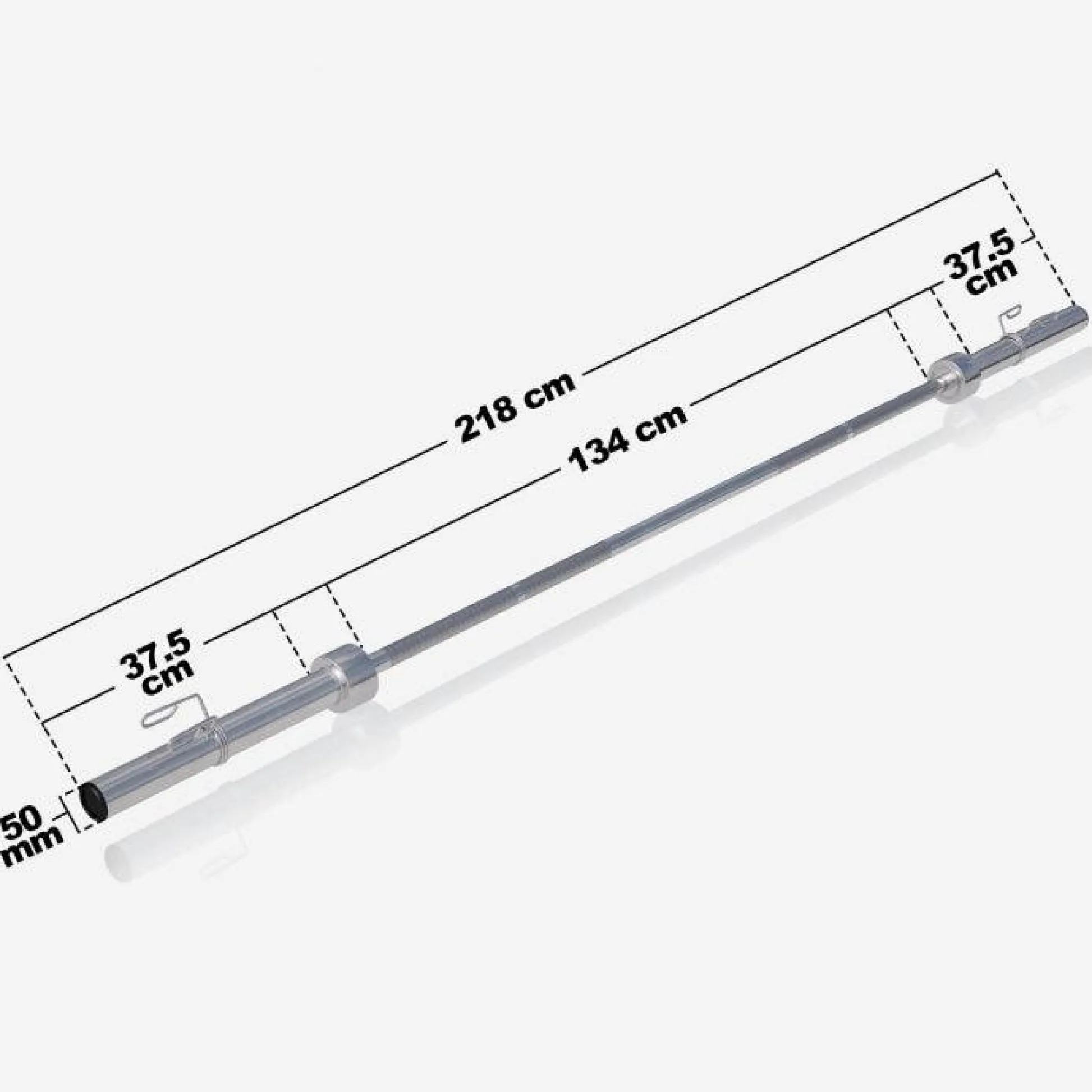 Gorilla Sports Langhantel Olympia 218 cm mit Verschlüssen Silber