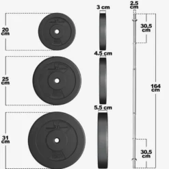 Gyronetics Langhantel Set E-Series Kunststoff 60 kg Schwarz Online