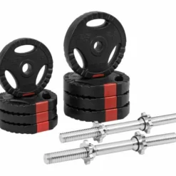 Gorilla Sports Langhantel Set Gripper Kunststoff 60 - 130 kg mit Sternverschlüssen Silber / Schwarz Outlet