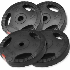 Gorilla Sports Langhantel Set Gripper Kunststoff 60 - 130 kg mit Sternverschlüssen Silber / Schwarz Clearance