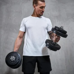 Gorilla Sports Langhantel Set Kunststoff 70 kg mit Sternverschlüssen Silber / Schwarz New