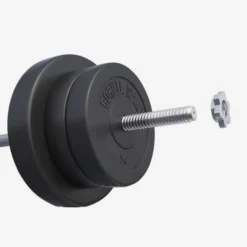 Gorilla Sports Langhantel Set Kunststoff 100 kg mit Sternverschlüssen Silber / Schwarz Online