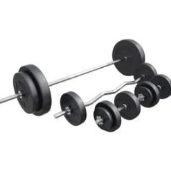 Gorilla Sports Langhantel Set Kunststoff 100 kg mit Sternverschlüssen Silber / Schwarz Online