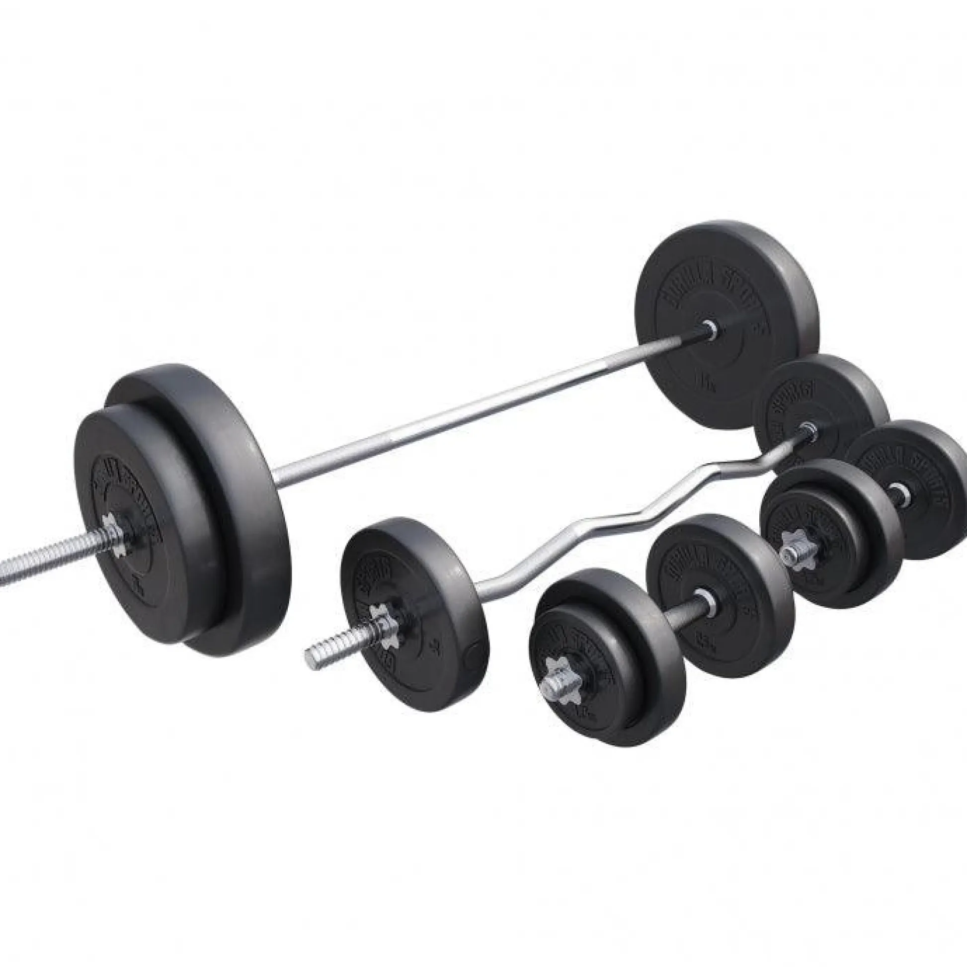 Gorilla Sports Langhantel Set Kunststoff 100 kg mit Sternverschlüssen Silber / Schwarz Online