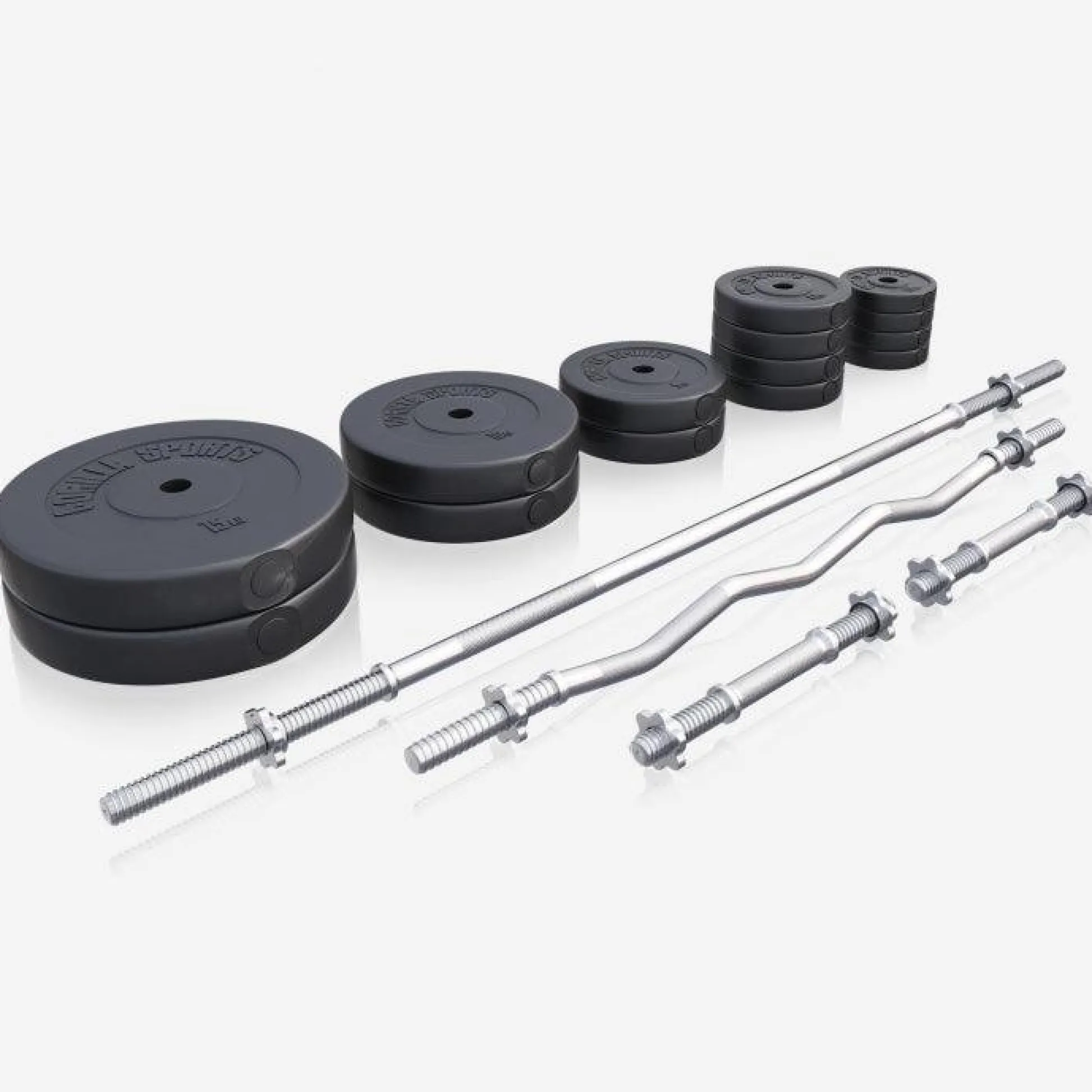 Gorilla Sports Langhantel Set Kunststoff 100 kg mit Sternverschlüssen Silber / Schwarz Online