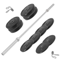 Gorilla Sports Langhantel Set Olympia Bumper Plates 140 kg Schwarz Clearance