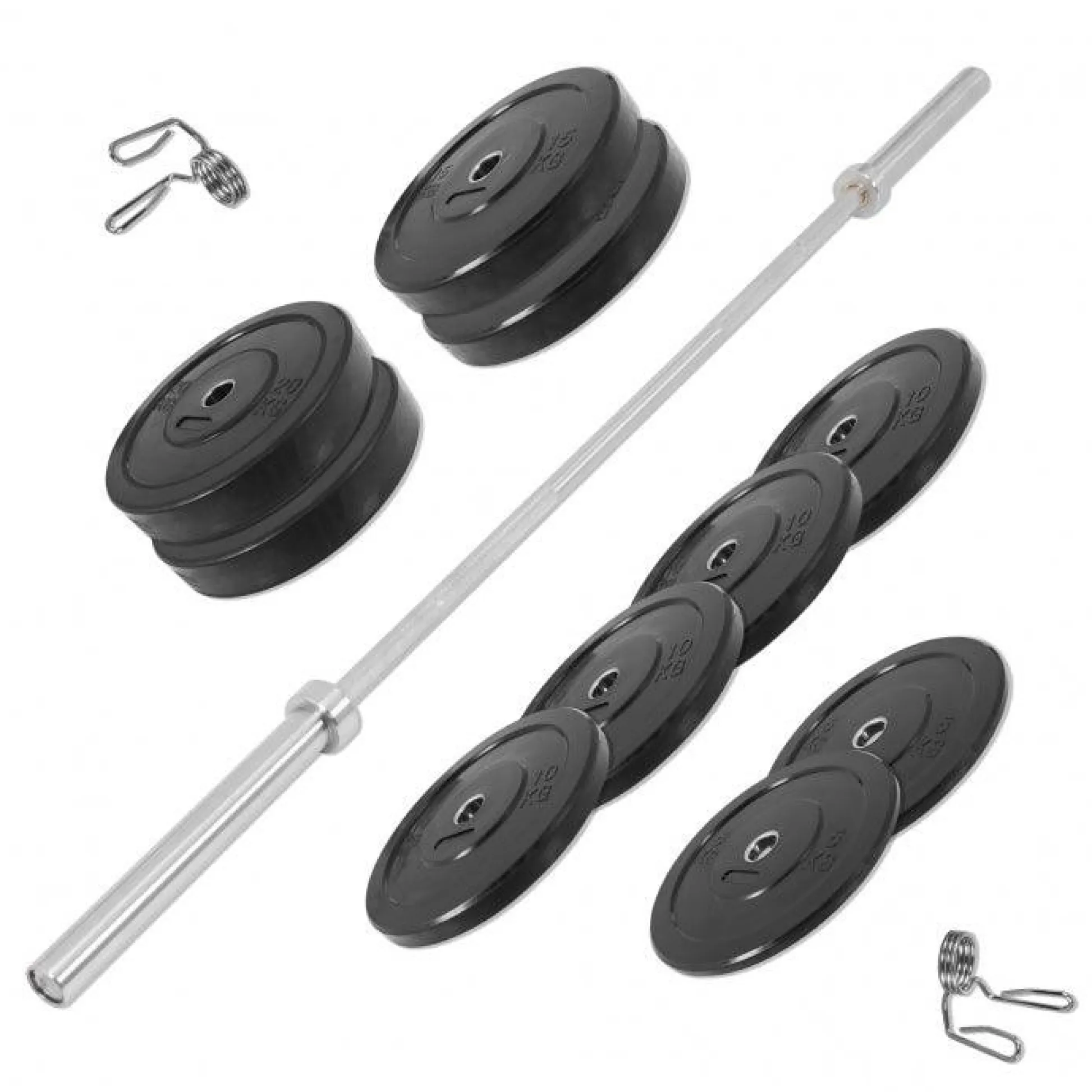 Gorilla Sports Langhantel Set Olympia Bumper Plates 140 kg Schwarz Clearance
