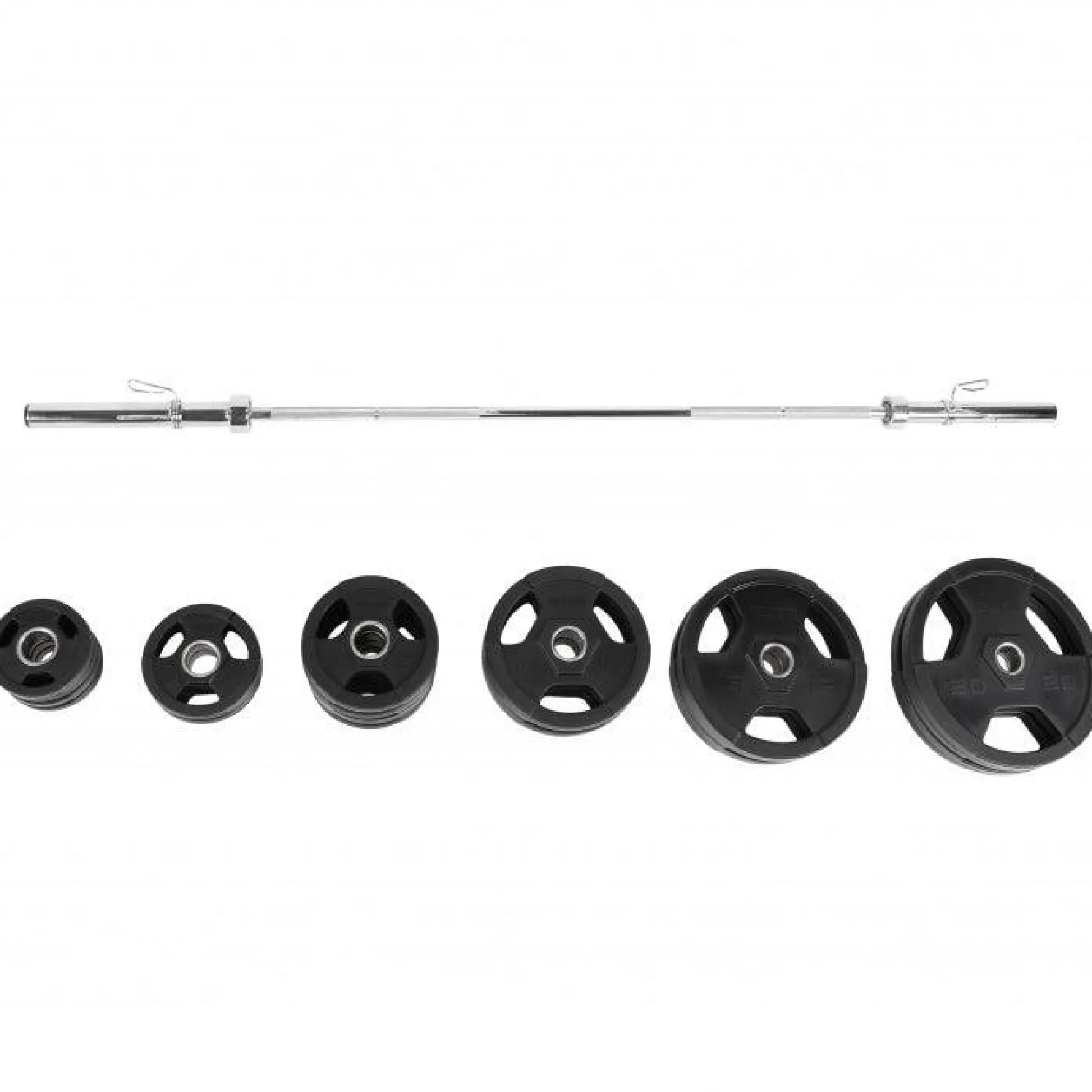 Gorilla Sports Langhantel Set Olympia Kunststoff Gripper 130 kg Schwarz / Silber New
