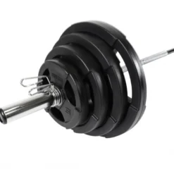 Gorilla Sports Langhantel Set Olympia Kunststoff Gripper 130 kg Schwarz / Silber New