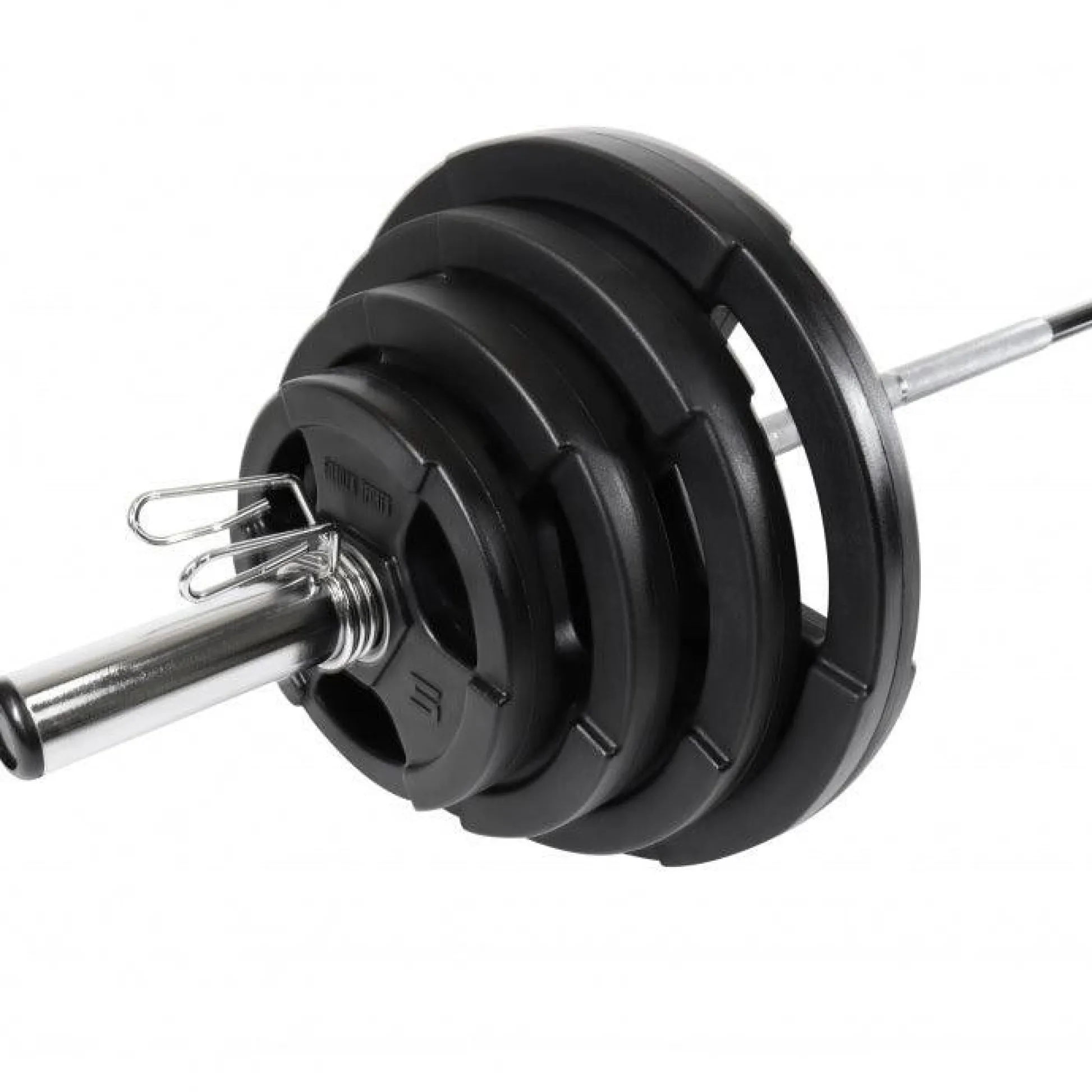 Gorilla Sports Langhantel Set Olympia Kunststoff Gripper 130 kg Schwarz / Silber New