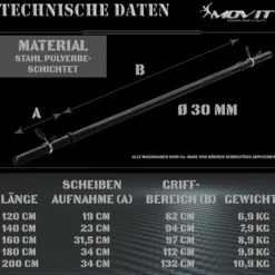 MOVIT Langhantelstange /Chrom Schwarz Sale