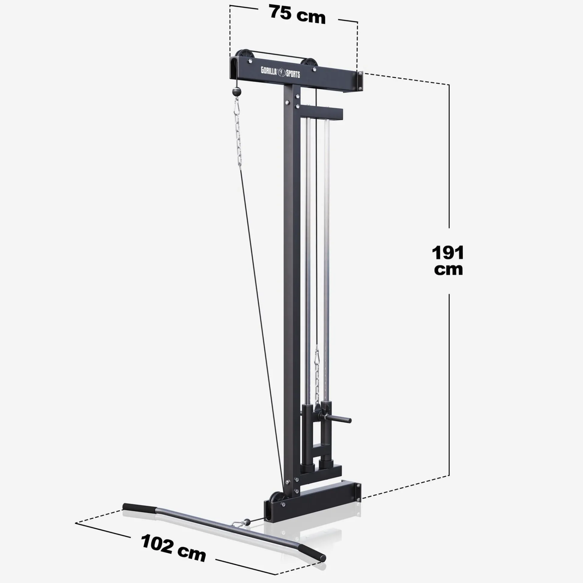 Gorilla Sports Latzugmaschine zur Wandbefestigung Schwarz Discount
