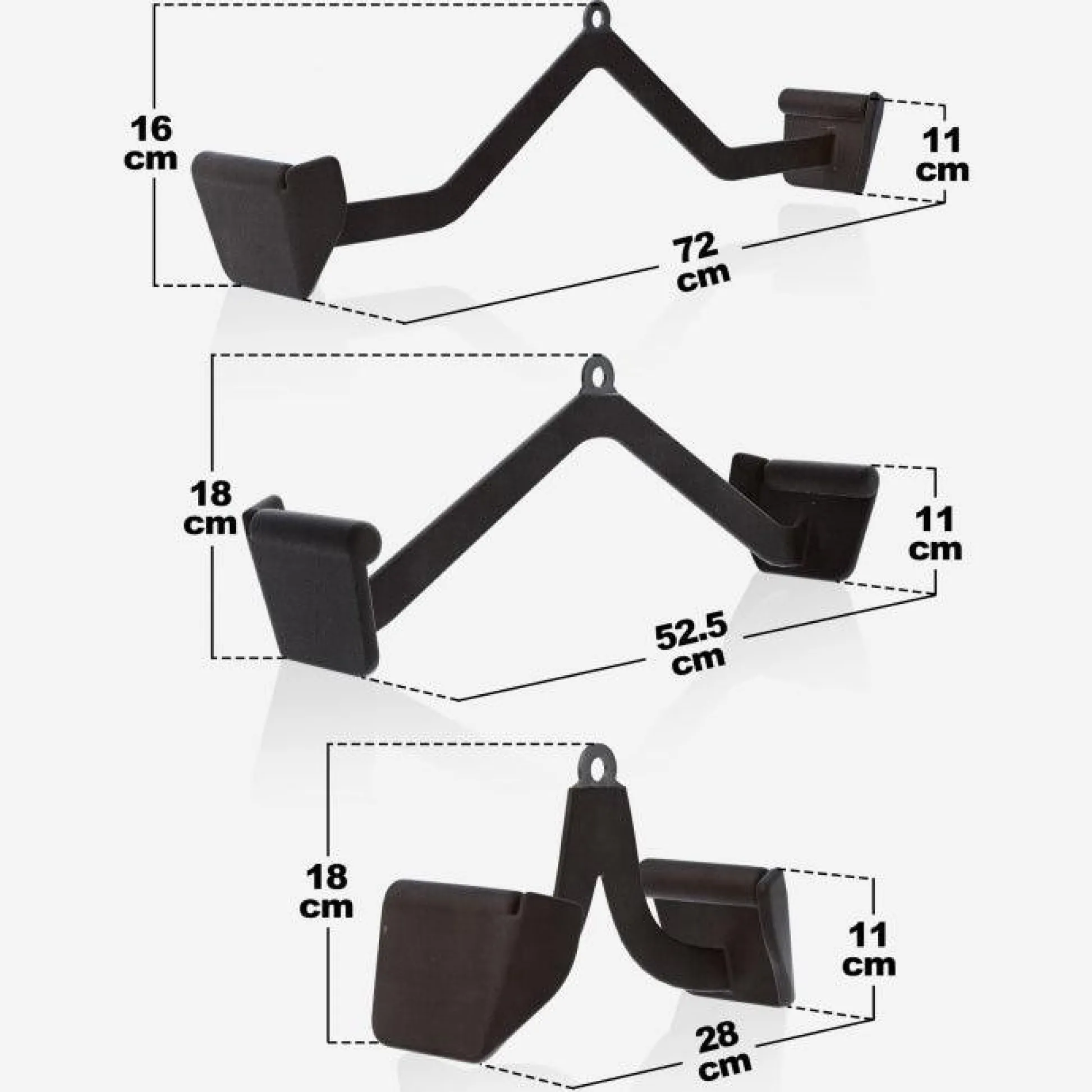 Gorilla Sports Latzug-/ Rudergriff Gummi Schwarz Hot