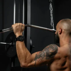 Gorilla Sports Latzugstange inkl, Drehgelenk Silber Discount
