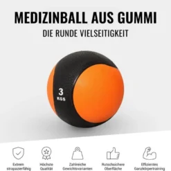 Gorilla Sports Medizinball aus Gummi 1 - 10 kg Schwarz / Weiss Clearance