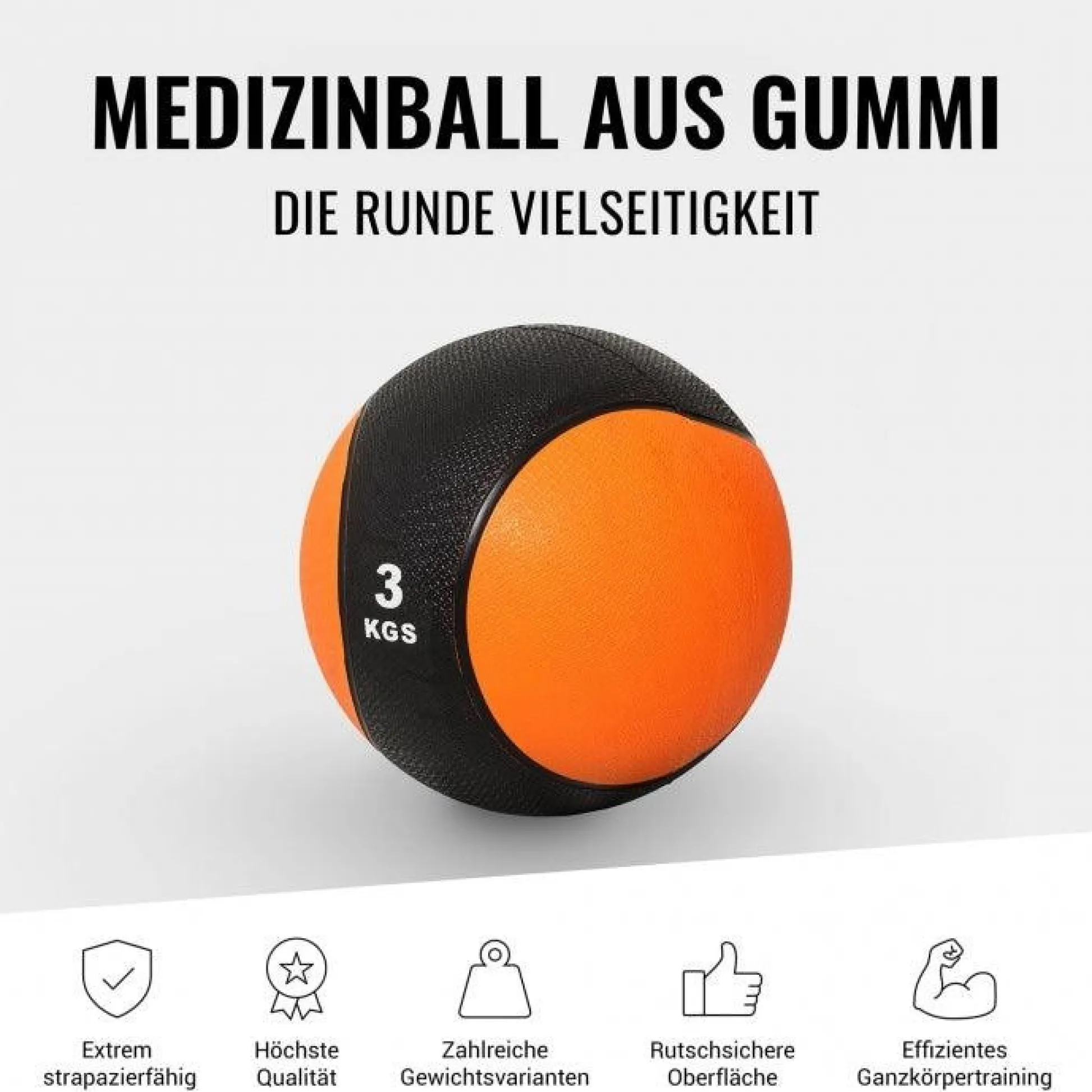 Gorilla Sports Medizinball aus Gummi 1 - 10 kg Schwarz / Lila