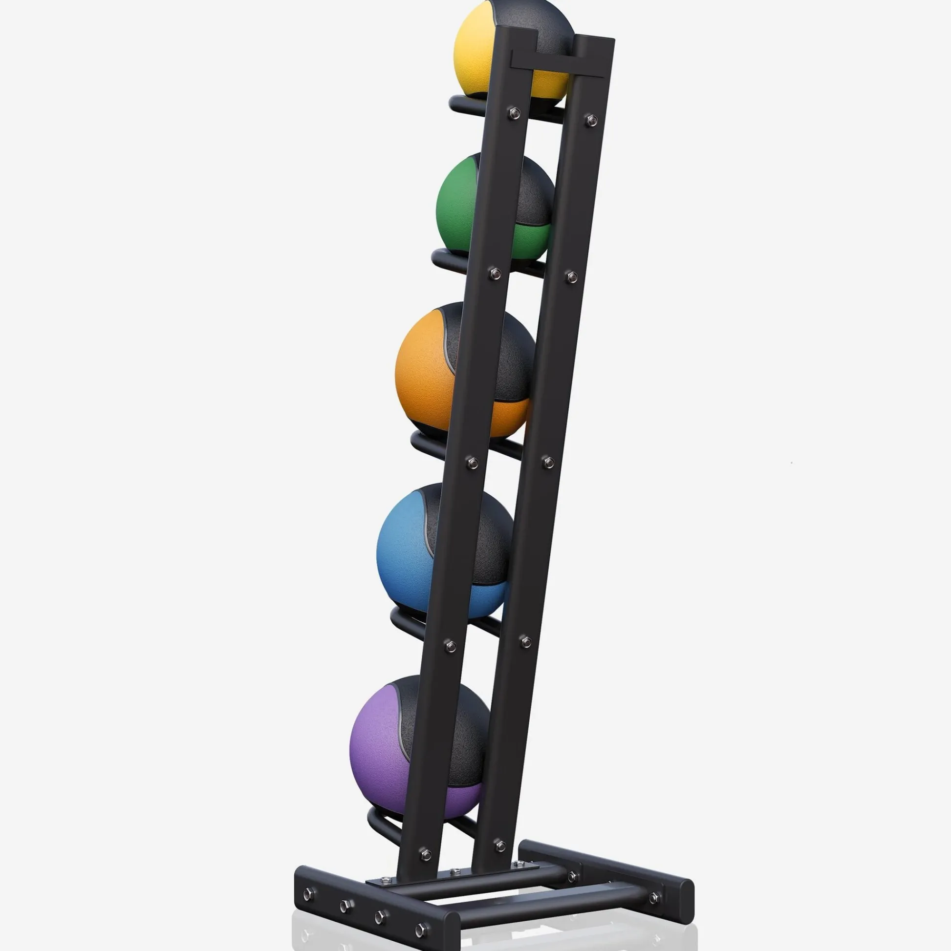 Gorilla Sports Medizinball Set aus Gummi inkl- Ständer 1 - 5 kg Schwarz / Rot Online