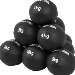 Gorilla Sports Medizinball Wall Ball aus Kunstleder 1 - 10 kg Schwarz