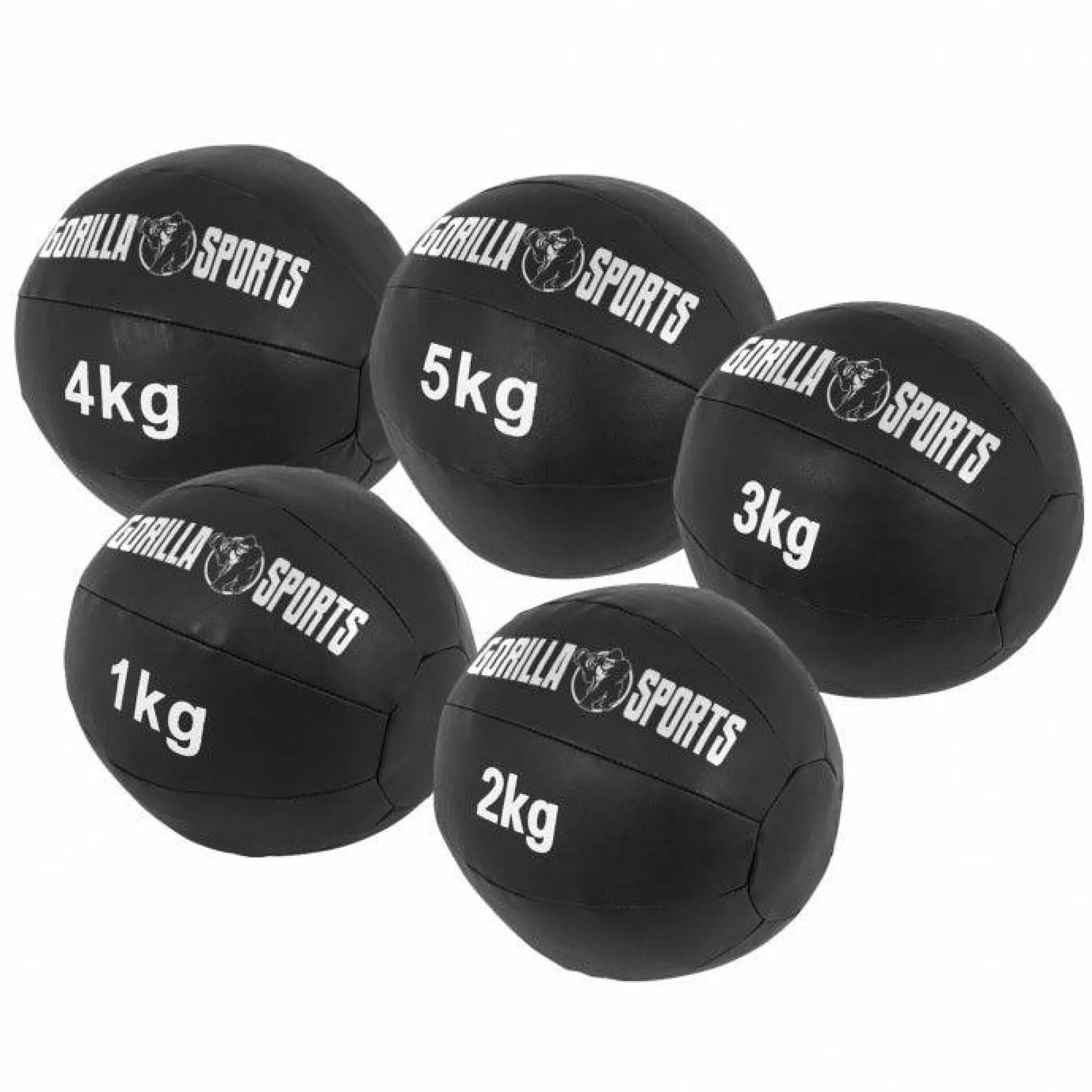Gorilla Sports Medizinball Wall Ball aus Kunstleder 1 - 10 kg Schwarz Outlet