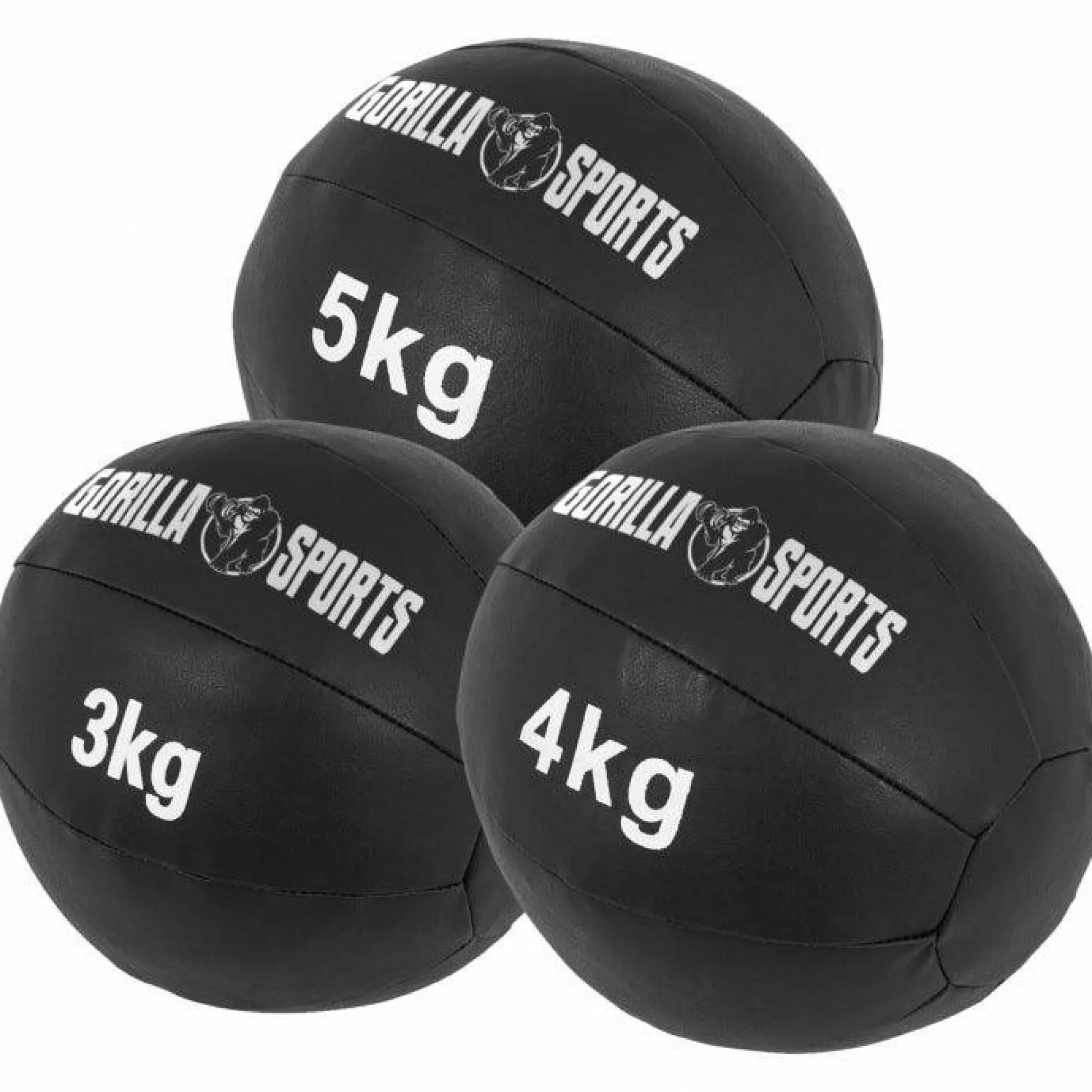 Gorilla Sports Medizinball Wall Ball aus Kunstleder 1 - 10 kg Schwarz Clearance