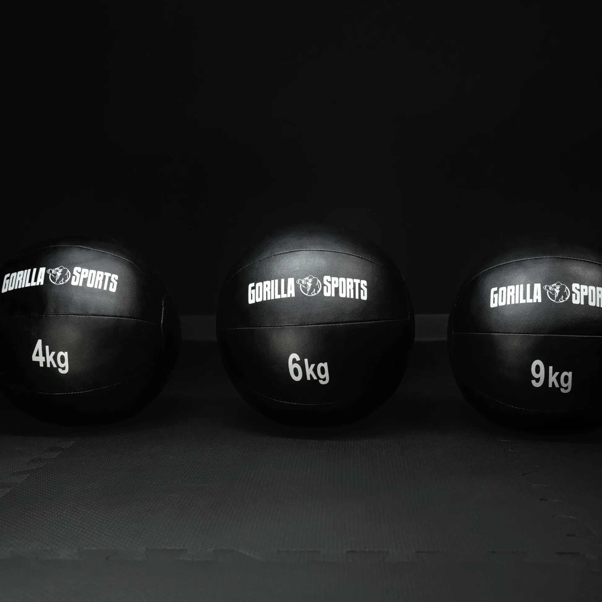 Gorilla Sports Medizinball Wall Ball aus Kunstleder 1 - 10 kg Schwarz Outlet
