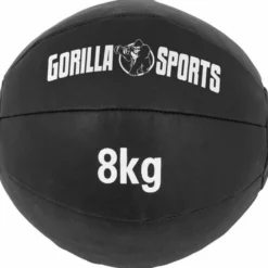 Gorilla Sports Medizinball Wall Ball aus Kunstleder 1 - 10 kg Schwarz Hot