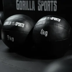 Gorilla Sports Medizinball Wall Ball aus Kunstleder 1 - 10 kg Schwarz Clearance
