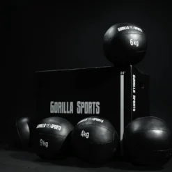 Gorilla Sports Medizinball Wall Ball aus Kunstleder 1 - 10 kg Schwarz
