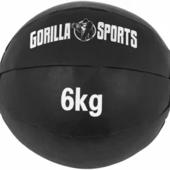 Gorilla Sports Medizinball Wall Ball aus Kunstleder 1 - 10 kg Schwarz