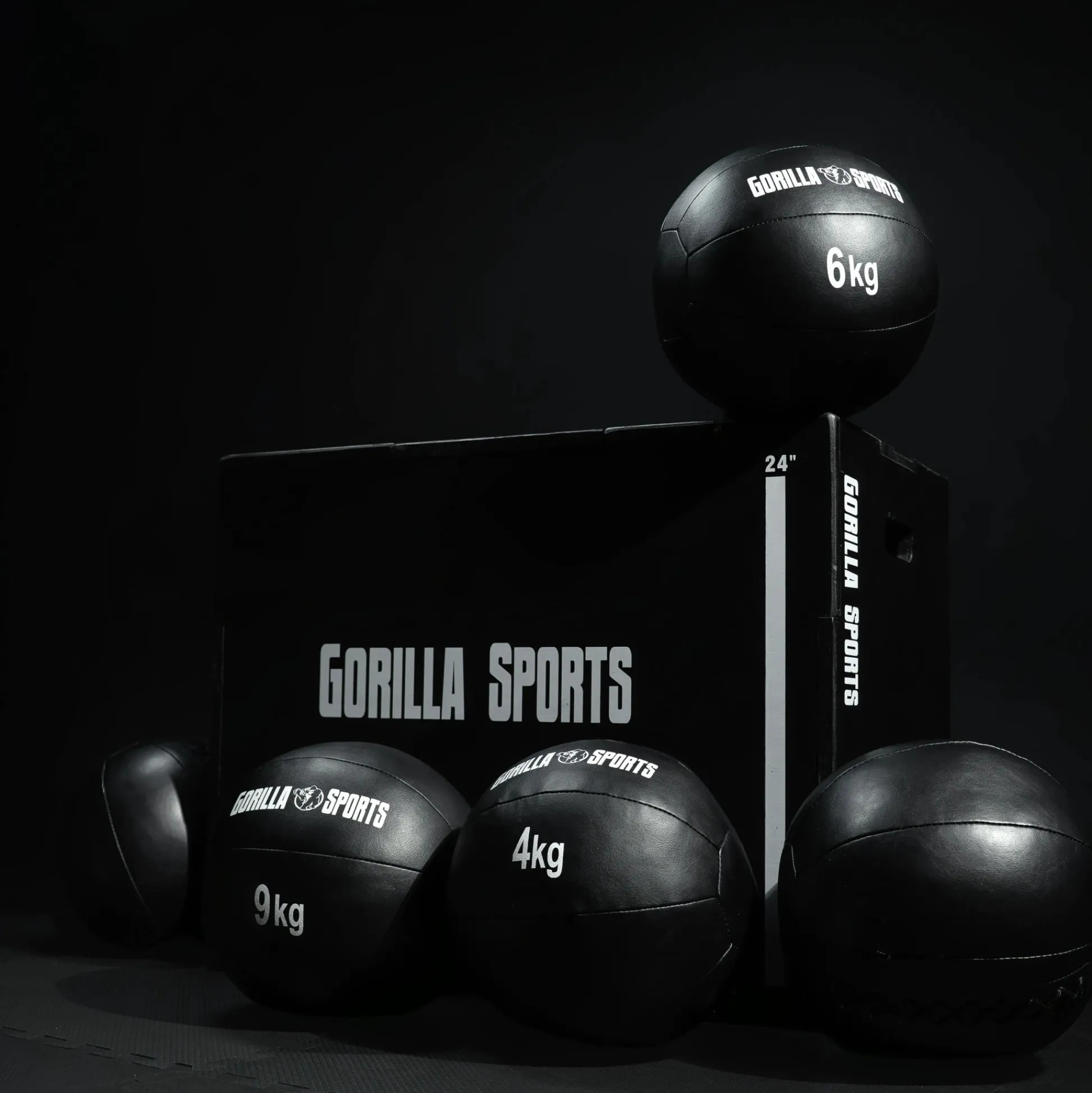 Gorilla Sports Medizinball Wall Ball aus Kunstleder 1 - 10 kg Schwarz Discount