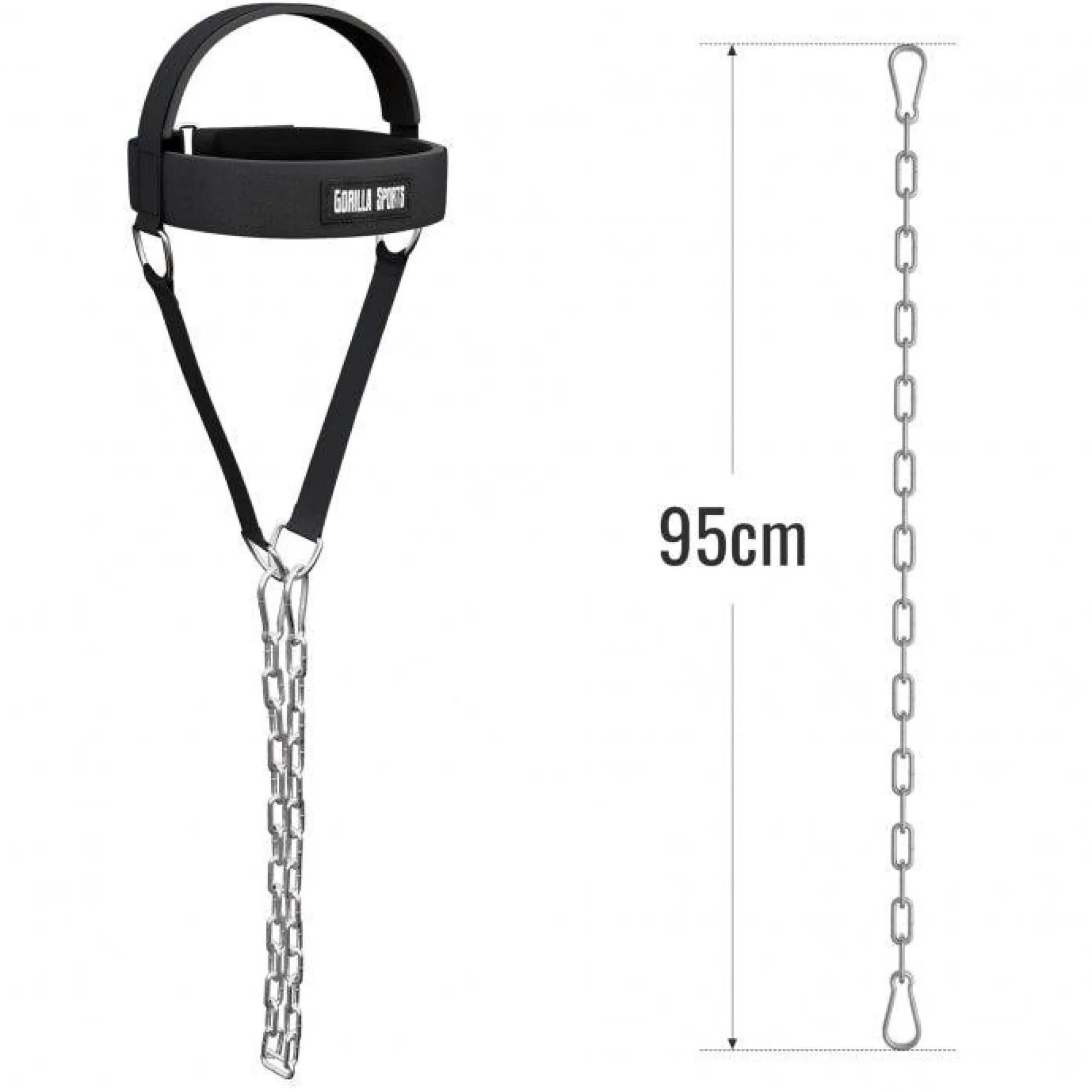 Gorilla Sports Nackentrainer gepolstert inkl, Kette und Karabinern Schwarz / Silber Clearance