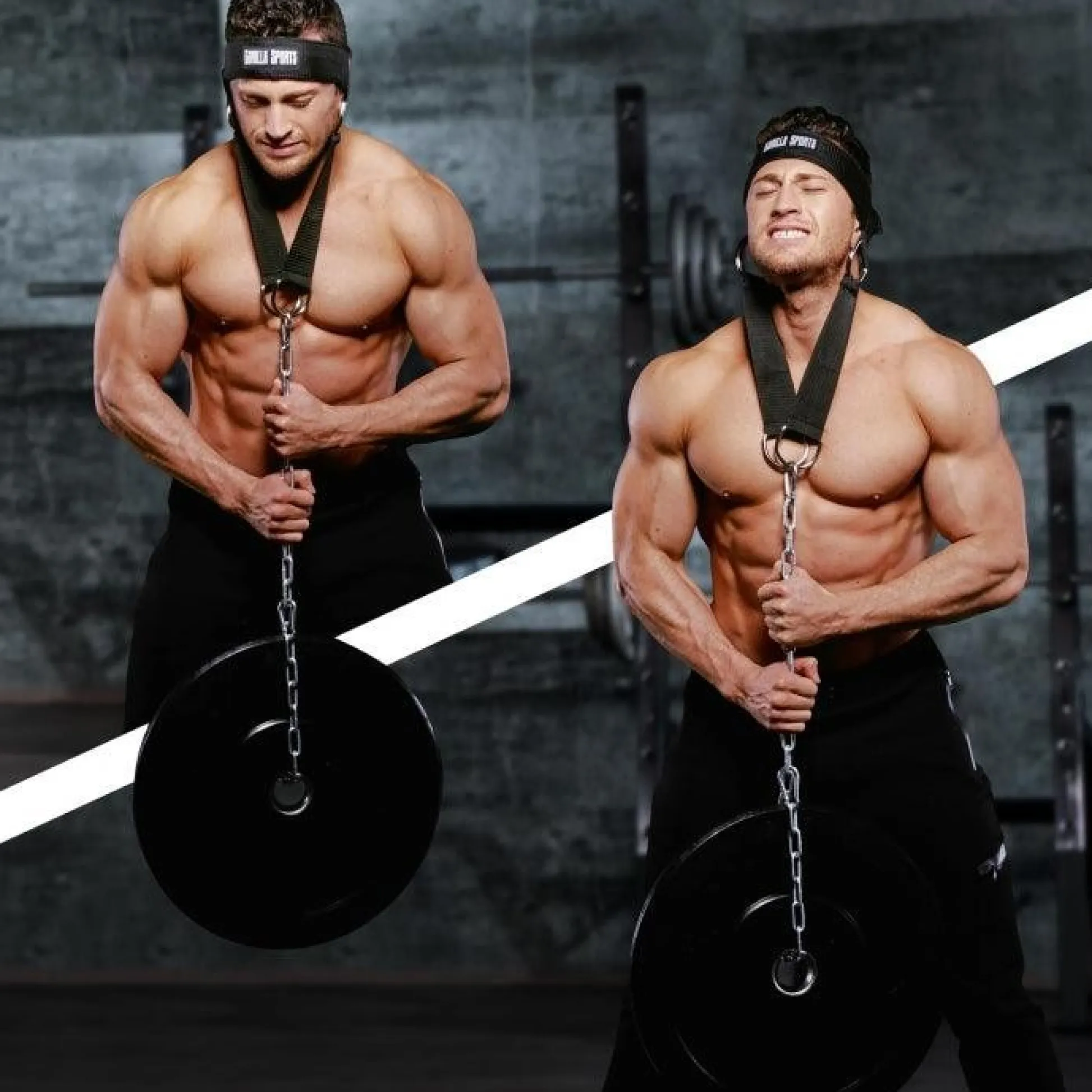 Gorilla Sports Nackentrainer gepolstert inkl, Kette und Karabinern Schwarz / Silber Clearance