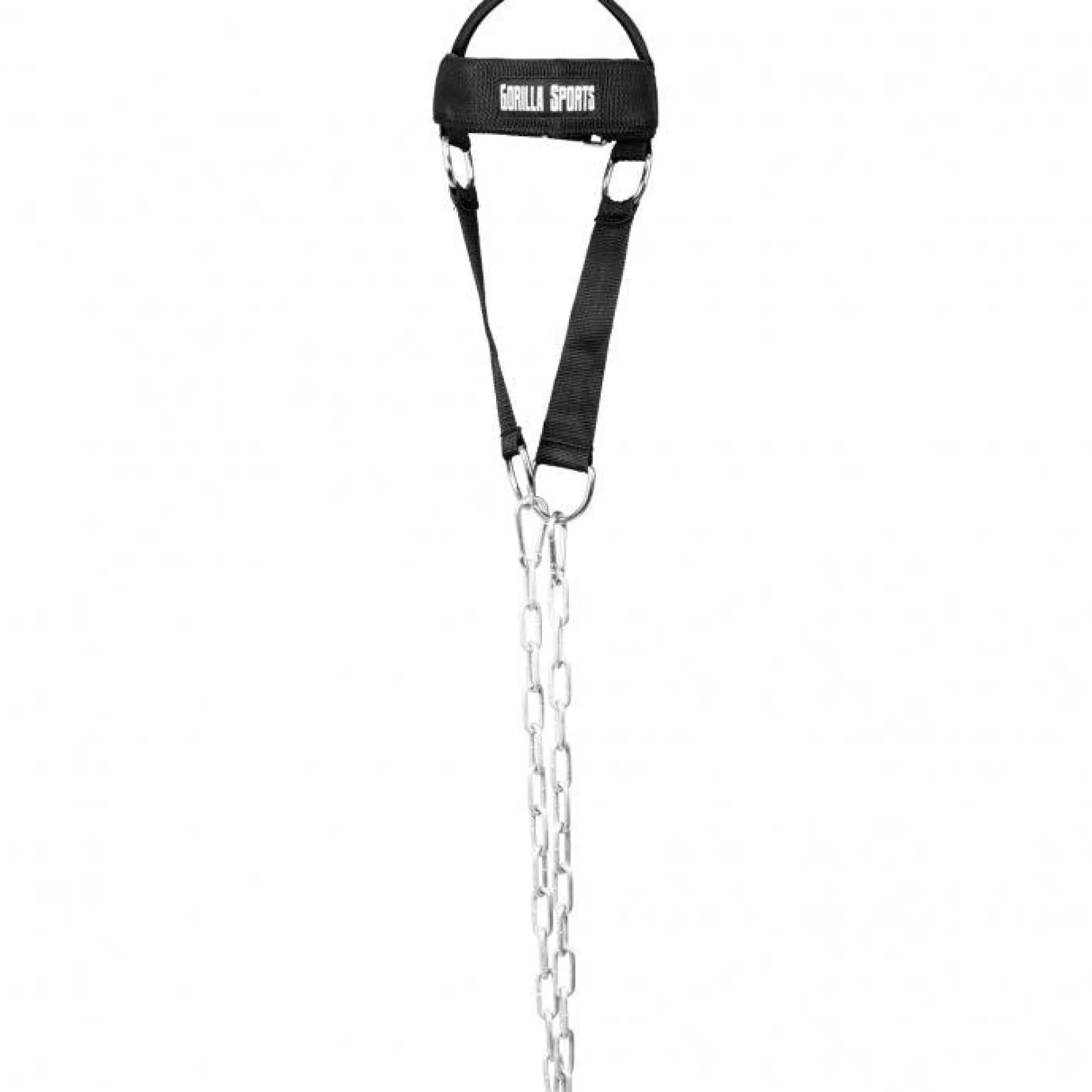 Gorilla Sports Nackentrainer gepolstert inkl, Kette und Karabinern Schwarz / Silber Clearance