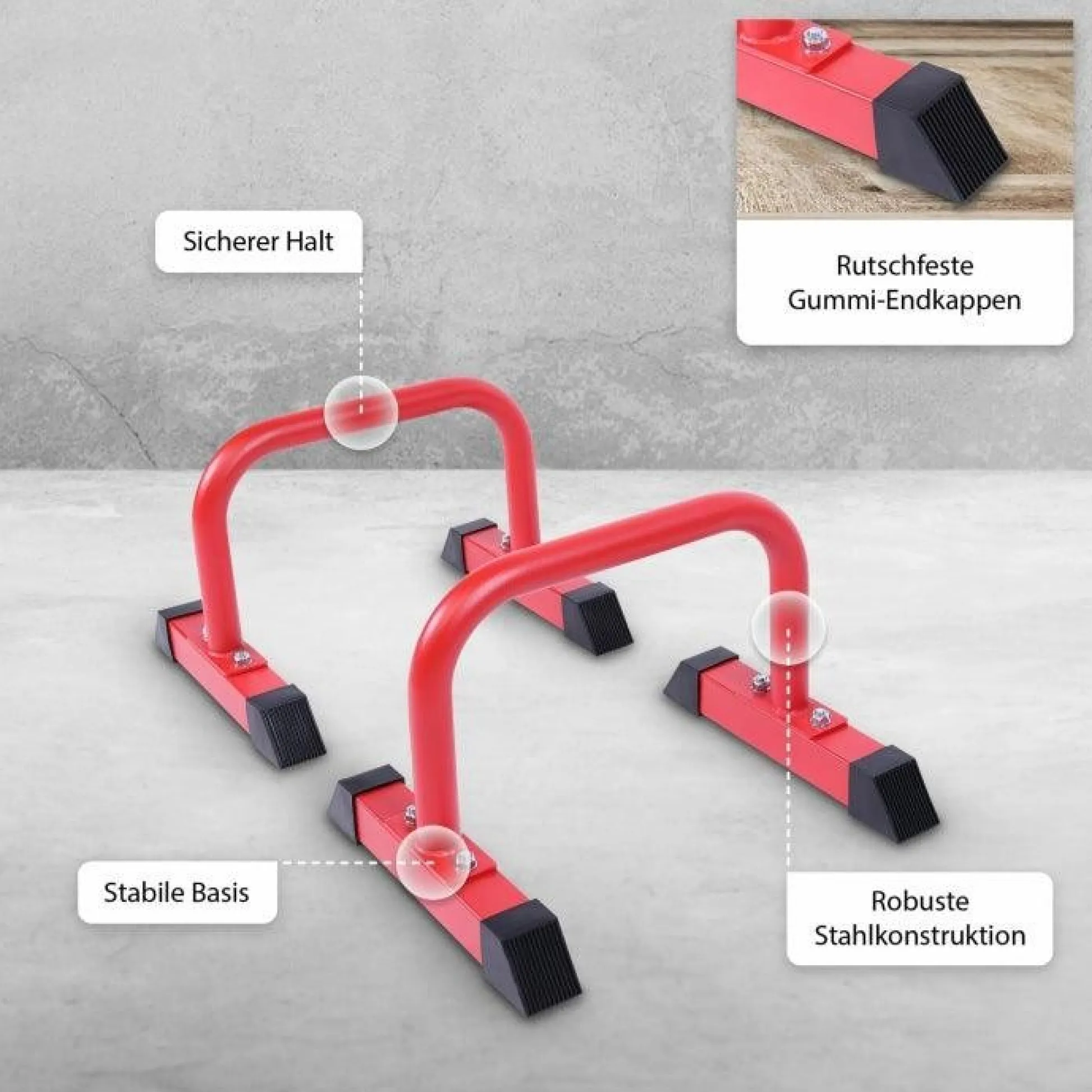 Gorilla Sports Parallettes Liegestützgriffe 2er Set 30 cm Rot Hot