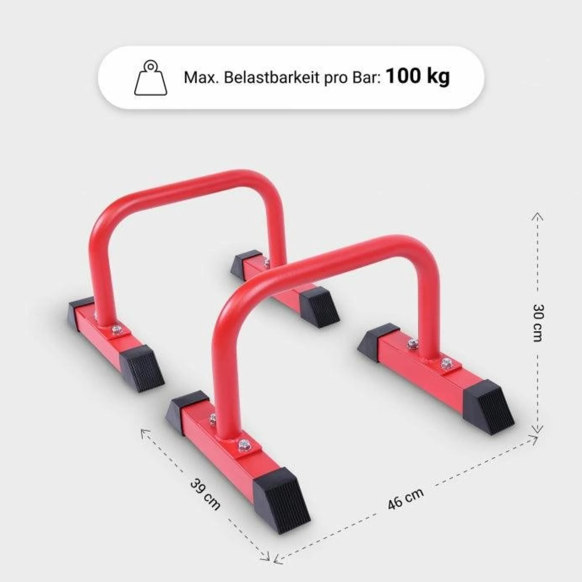 Gorilla Sports Parallettes Liegestützgriffe 2er Set 30 cm Rot Hot