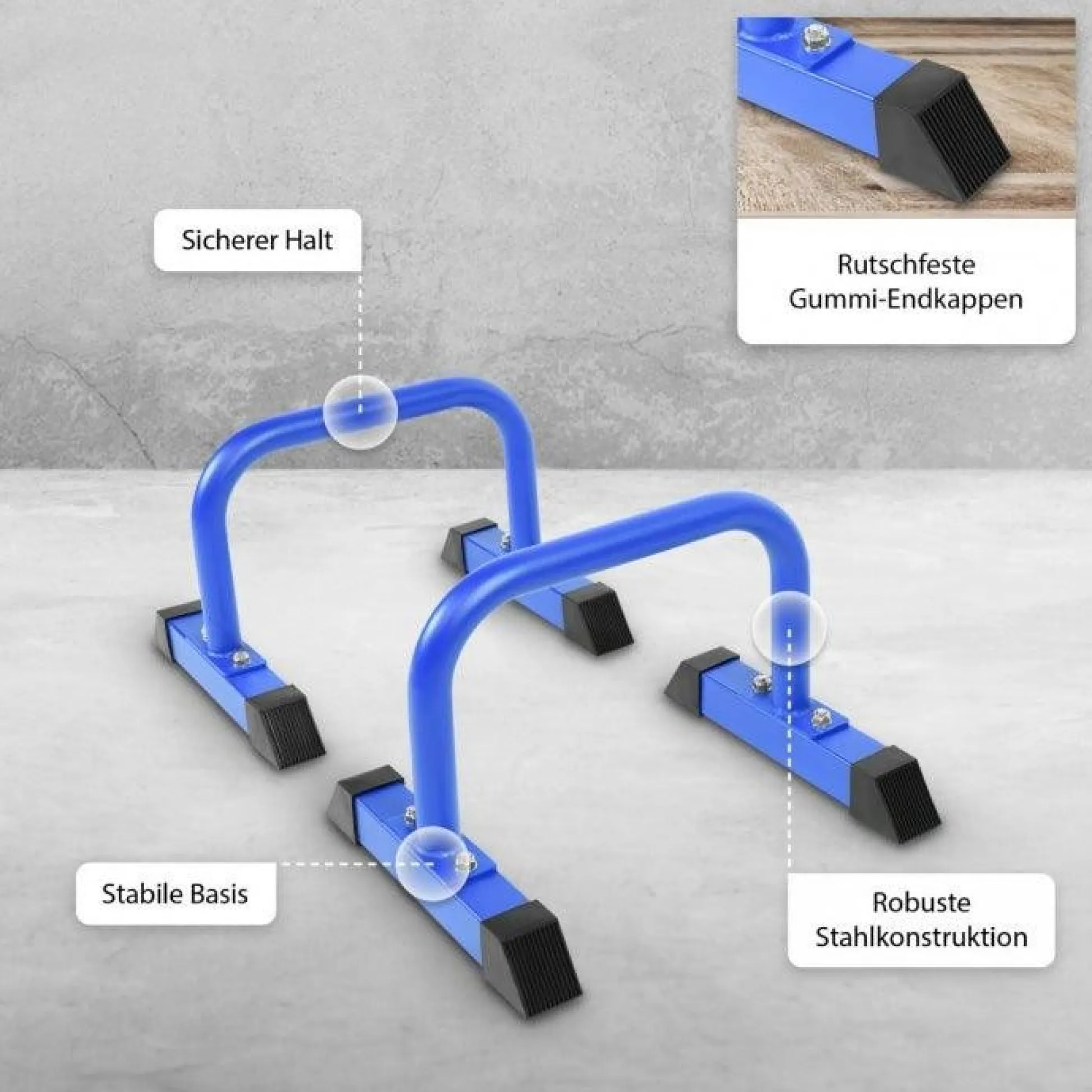 Gorilla Sports Parallettes Liegestützgriffe 2er Set 30 cm Blau Hot