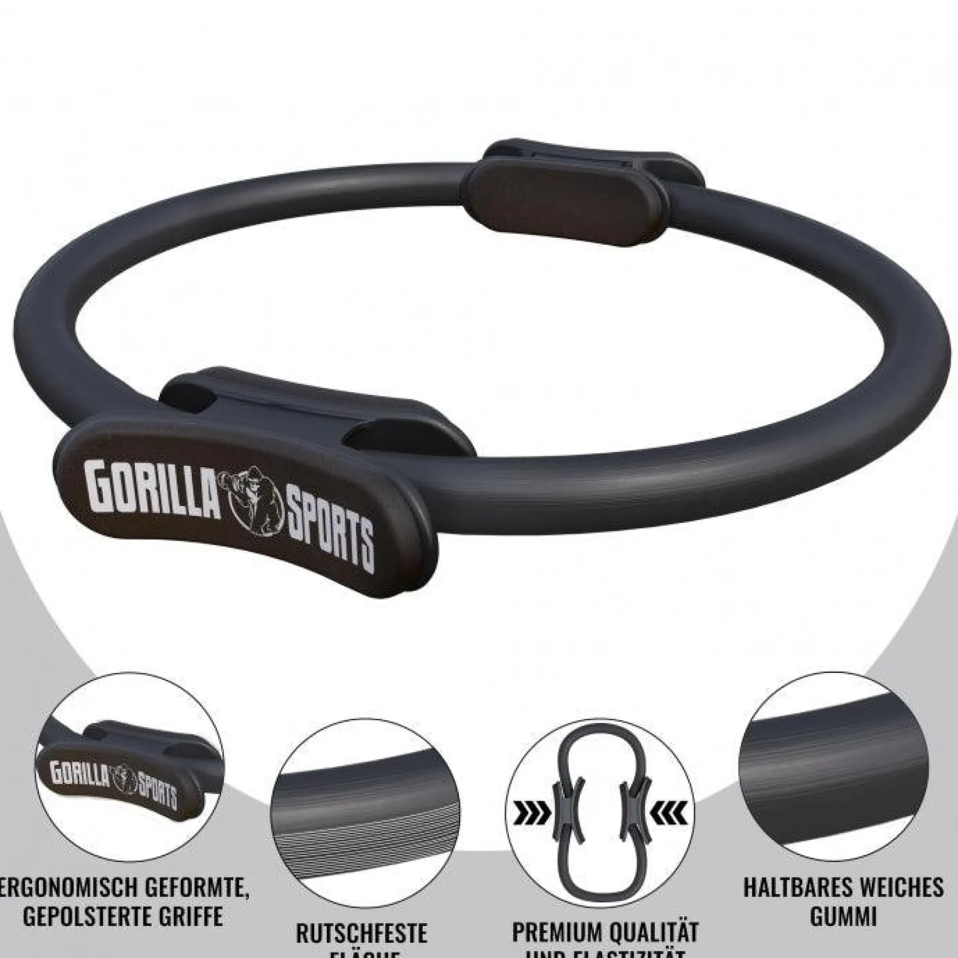 Gorilla Sports Pilates Ring rutschfest 36 cm inkl, Anleitung und Tragebeutel Grau Best