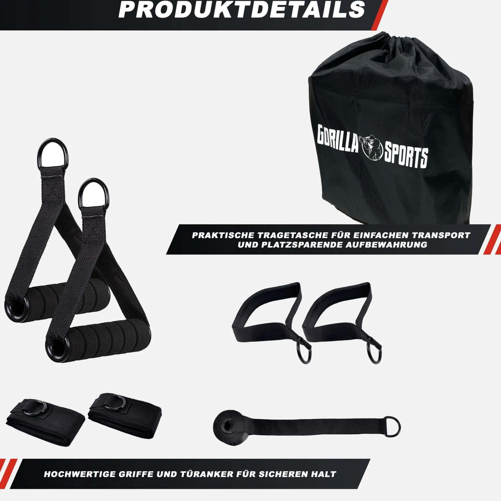 Gorilla Sports Pilates Set inkl, Stange und Widerstandsbänder Schwarz / Grau / Rot Online