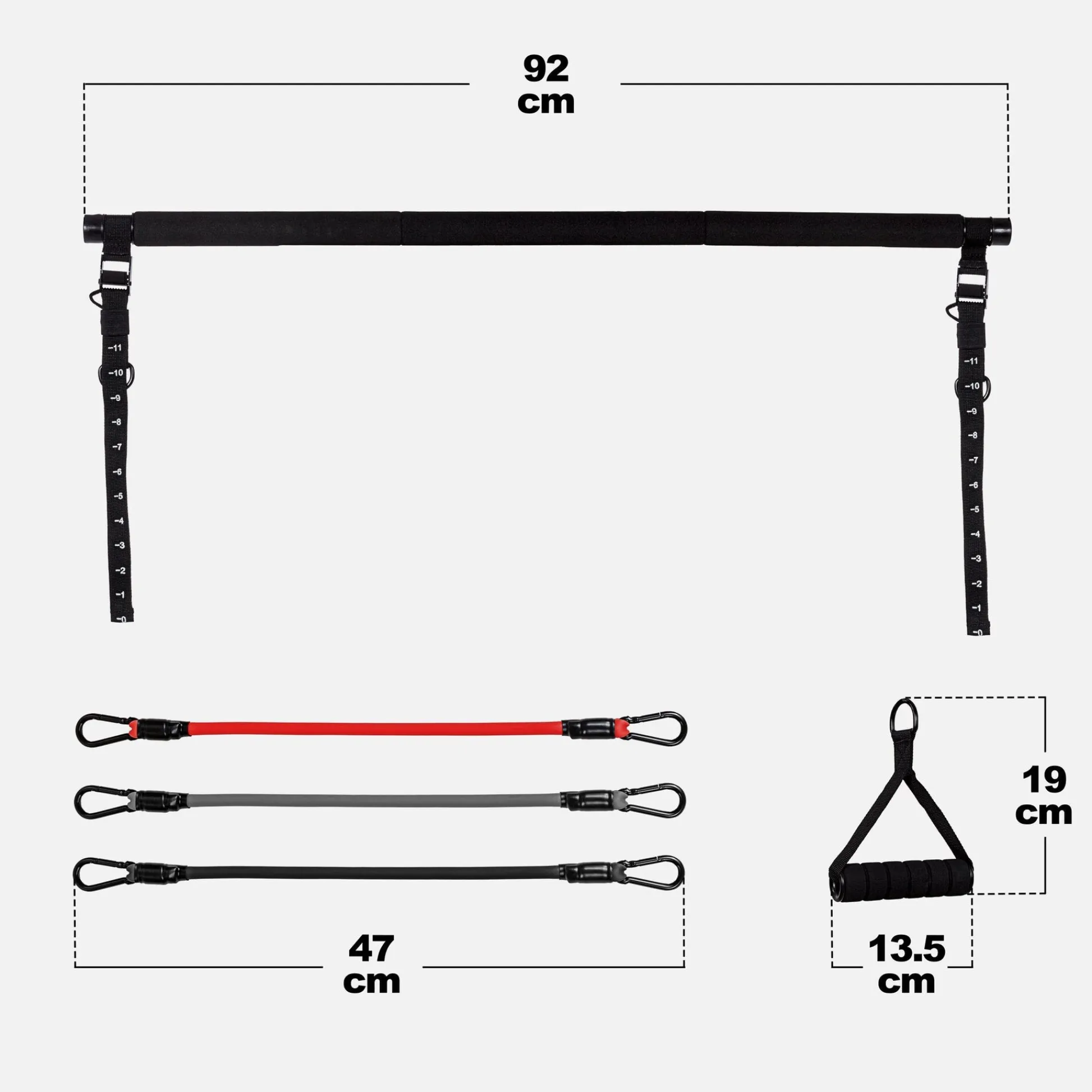 Gorilla Sports Pilates Set inkl, Stange und Widerstandsbänder Schwarz / Grau / Rot Online